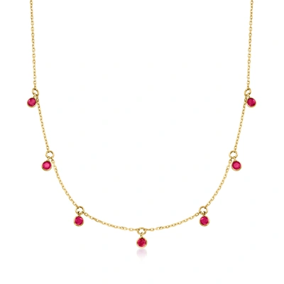 Shop Rs Pure Ross-simons Bezel-set Ruby Station Necklace In 14kt Yellow Gold In Multi
