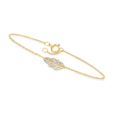 Shop Canaria Fine Jewelry Canaria Diamond Leaf Bracelet In 10kt Yellow Gold In Multi