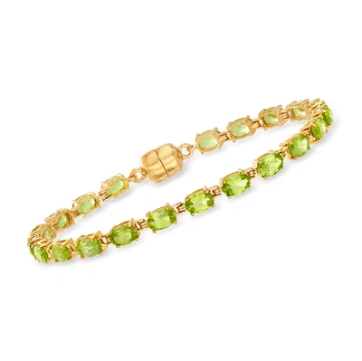 Ross-simons Peridot Tennis Bracelet In 18kt Gold Over Sterling With Magnetic Clasp In Gold