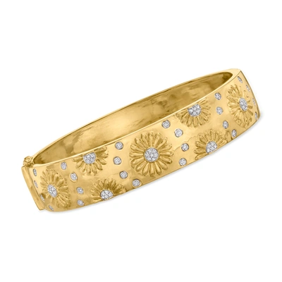 Ross-simons Diamond Sunflower Bangle Bracelet In 18kt Gold Over Sterling In Gold