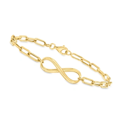 Shop Canaria Fine Jewelry Canaria 10kt Yellow Gold Infinity Symbol Paper Clip Link Bracelet In Multi