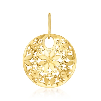 Ross-simons Italian 14kt Yellow Gold Circle Flower Pendant In Gold