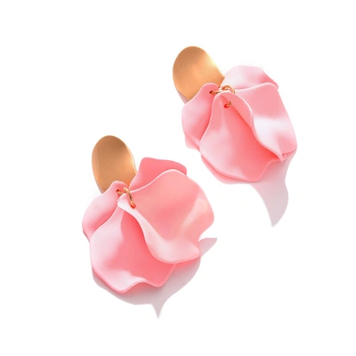 Sohi Pink Color Gold Plated Designer Drop Earring For Women's In Gold