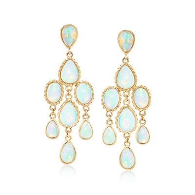Ross-simons Ethiopian Opal Chandelier Earrings In 14kt Yellow Gold In Gold