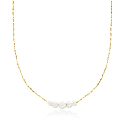 Rs Pure By Ross-simons 3-5.5mm Cultured Pearl Graduated Necklace In 14kt Yellow Gold In Silver
