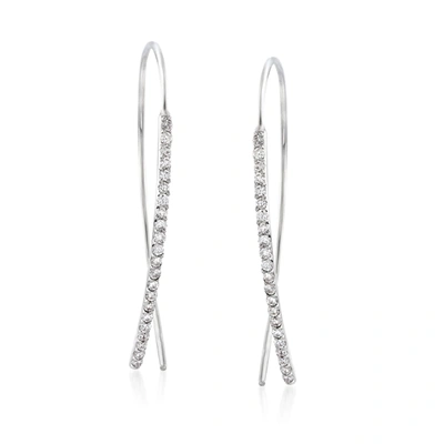 Ross-simons Diamond Linear Wire Threader Earrings In 14kt White Gold In Silver