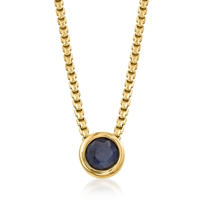 Ross-simons Bezel-set Sapphire Adjustable Necklace In 18kt Gold Over Sterling In Gold