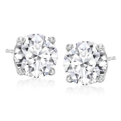 Ross-simons Lab-grown Diamond Stud Earrings In 14kt White Gold In White