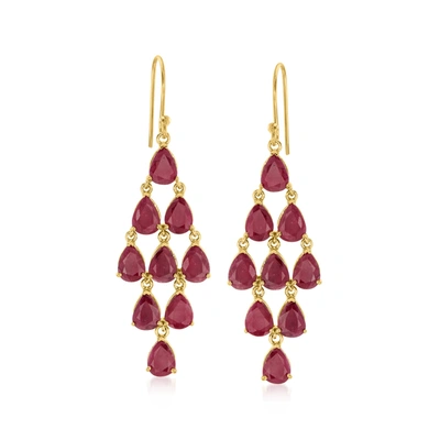 Ross-simons Garnet Chandelier Earrings In 18kt Gold Over Sterling In Gold