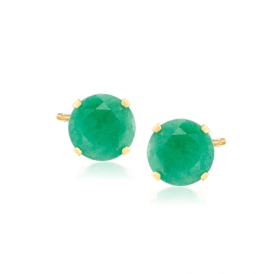 Ross-simons Emerald Martini Stud Earrings In 14kt Yellow Gold In Green
