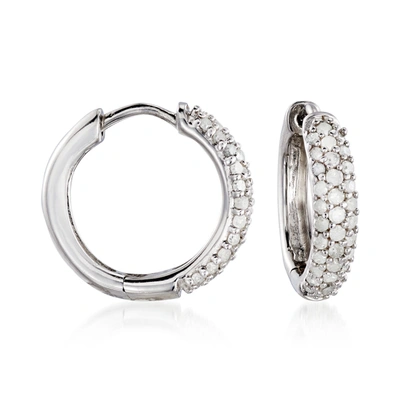 Ross-simons Diamond Huggie Hoop Earrings In Sterling Silver In Silver