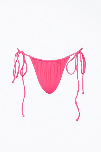 Shop Nirvanic Barbados Ruched String Bikini Bottom In Eco Watermelon In Pink