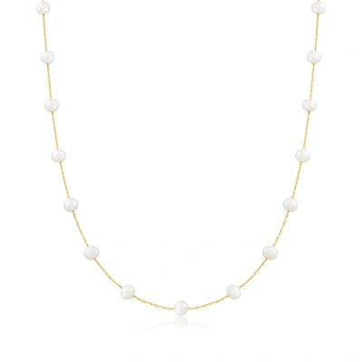 Shop Canaria Fine Jewelry Canaria 4-5mm Cultured Pearl Station Necklace In 10kt Yellow Gold In Silver