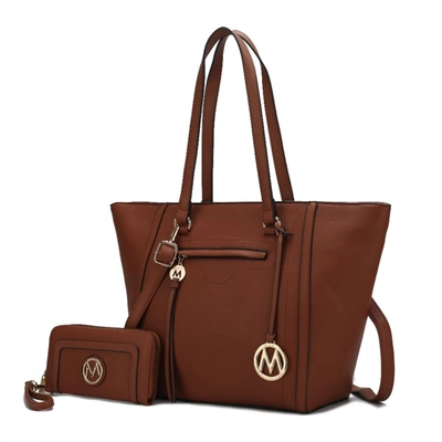 Shop Mkf Collection By Mia K Alexandra Vegan Leather Women's Tote Bag With Wallet - 2 Pieces In Brown