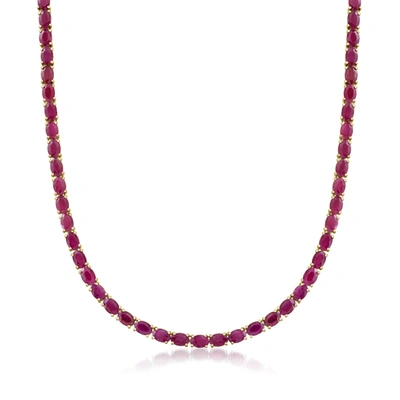 Ross-simons Ruby Necklace In 18kt Gold Over Sterling In Gold