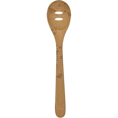 Shop Talisman Designs Beechwood Slotted Spoon, Honey Bee Collection, Set Of 1 In Brown