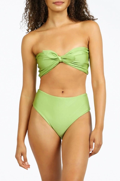 Shop Nirvanic Belize Strapless Bandeau Bikini Top In Shine Kiwi In Green