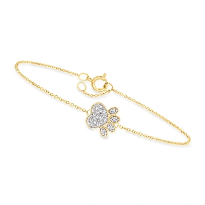 Shop Canaria Fine Jewelry Canaria Diamond Paw Print Bracelet In 10kt Yellow Gold In Silver