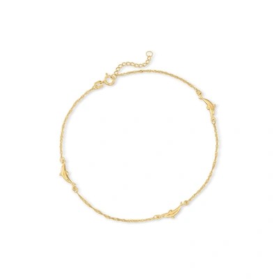 Ross-simons 14kt Yellow Gold Dolphin Anklet In Gold