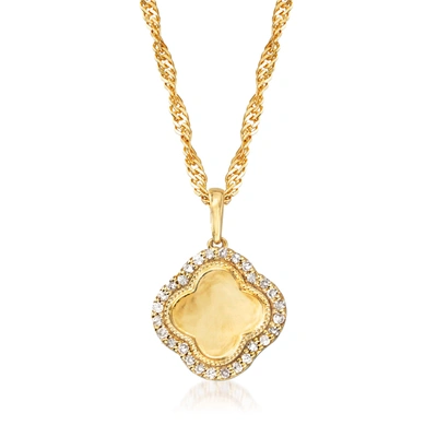 Ross-simons Diamond Clover Pendant Necklace In 18kt Gold Over Sterling In Gold
