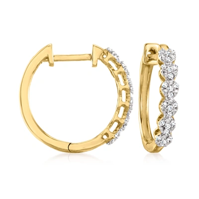 Shop Canaria Fine Jewelry Canaria Diamond Cluster Hoop Earrings In 10kt Yellow Gold