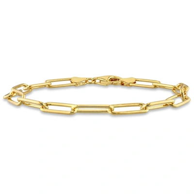 Mimi & Max 5mm Polished Paperclip Chain Bracelet In 18k Yellow Gold Plated Sterling Silver - 7.5 In In Yellow