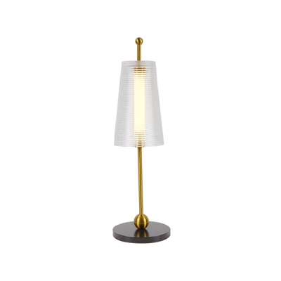 Shop Vonn Lighting Toscana Vat6101ab 20" Height Integrated Led Table Lamp With Glass Shade In Antique Brass