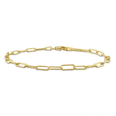 Mimi & Max Fancy Paperclip Chain Bracelet In Yellow Plated Sterling Silver - 7 In In Gold