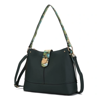 Mkf Collection By Mia K Ezra Snake Embossed Vegan Leather Women's Shoulder Bag In Green