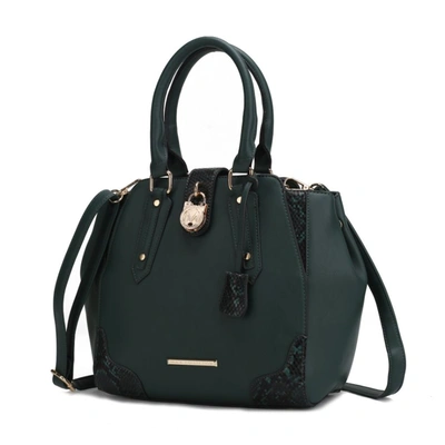 Mkf Collection By Mia K Lorena Snake Embossed Vegan Leather Women's Satchel Bag In Green