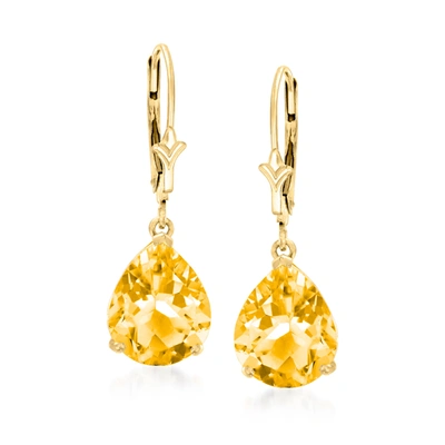 Ross-simons Pear-shaped Citrine Drop Earrings In 14kt Yellow Gold In Gold