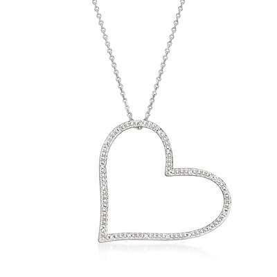 Ross-simons Diamond Heart Pendant Necklace In Sterling Silver In Silver
