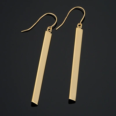 Fremada 14k Yellow Gold High Polish Bar Drop Earrings (4 Mm Wide X 41 Mm Long) In Yellow