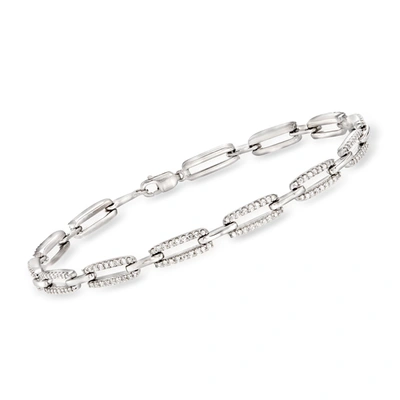 Ross-simons Diamond Paper Clip Link Bracelet In Sterling Silver In Silver