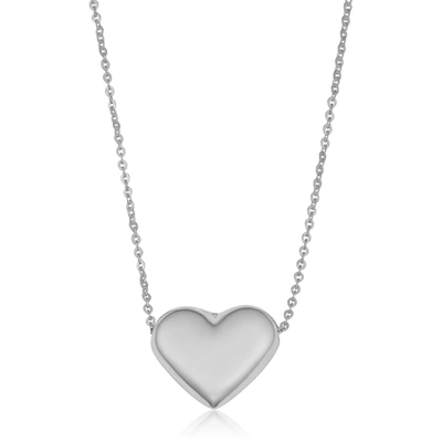 Shop Fremada 10k White Gold Heart Necklace (18 Inch)