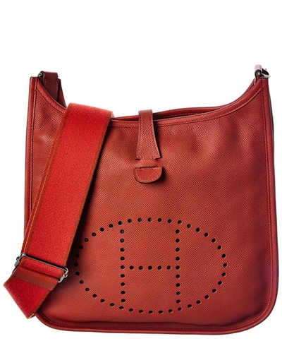 Shop Hermes Red Epsom Leather Evelyne Iii Pm (authentic )
