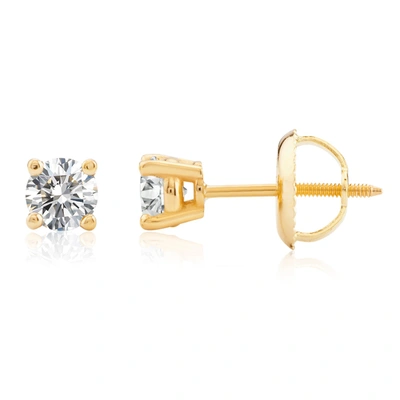 Max + Stone Certified 14k Yellow Gold Lab Grown Diamond Solitaire Stud Earrings (1/2 Ct. Tw) In Gold