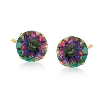 Ross-simons Mystic Topaz Stud Earrings In 14kt Yellow Gold In Multi