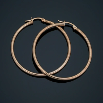 Shop Fremada 10k Rose Gold Polished Hoop Earrings (2x35 Mm)