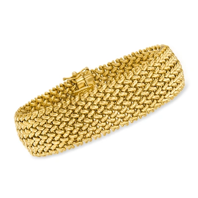 Ross-simons Italian 14kt Yellow Gold Wide Riso Link Bracelet In Gold