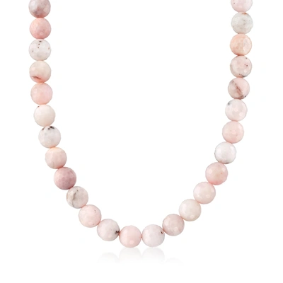 Shop Ross-simons 12mm Pastel Pink Opal Bead Necklace With Sterling Silver