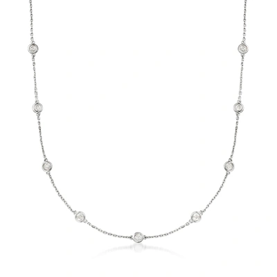 Ross-simons 0.50- Bezel-set Diamond Station Necklace In Sterling Silver In White