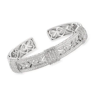 Ross-simons Diamond Vintage-style Cuff Bracelet In Sterling Silver In Silver