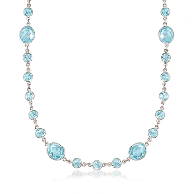 Shop Ross-simons Bezel-set Blue Topaz Necklace In Sterling Silver