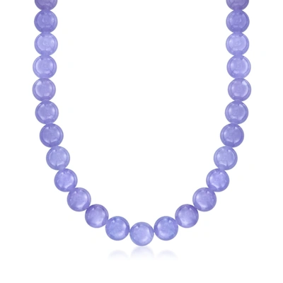 Ross-simons 10mm Lavender Jade Bead Necklace With 14kt Yellow Gold In Multi