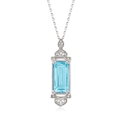 Shop Ross-simons Sky Blue Topaz Pendant Necklace With Diamond Accents In Sterling Silver
