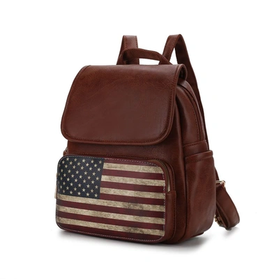 Shop Mkf Collection By Mia K Regina Printed Flag Vegan Leather Women's Backpack In Brown