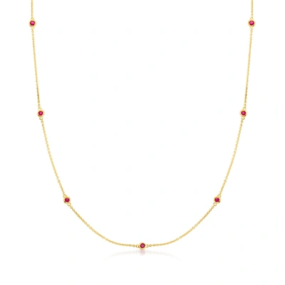 Rs Pure Ross-simons Ruby Station Necklace In 14kt Yellow Gold In Gold