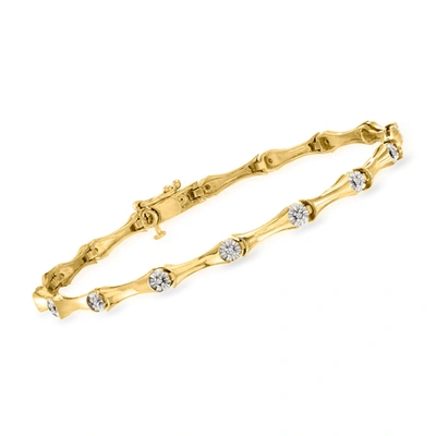 Shop Ross-simons Diamond Station Bracelet In 18kt Gold Over Sterling In White