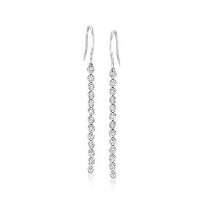 Ross-simons Diamond Linear Drop Earrings In Sterling Silver In Silver